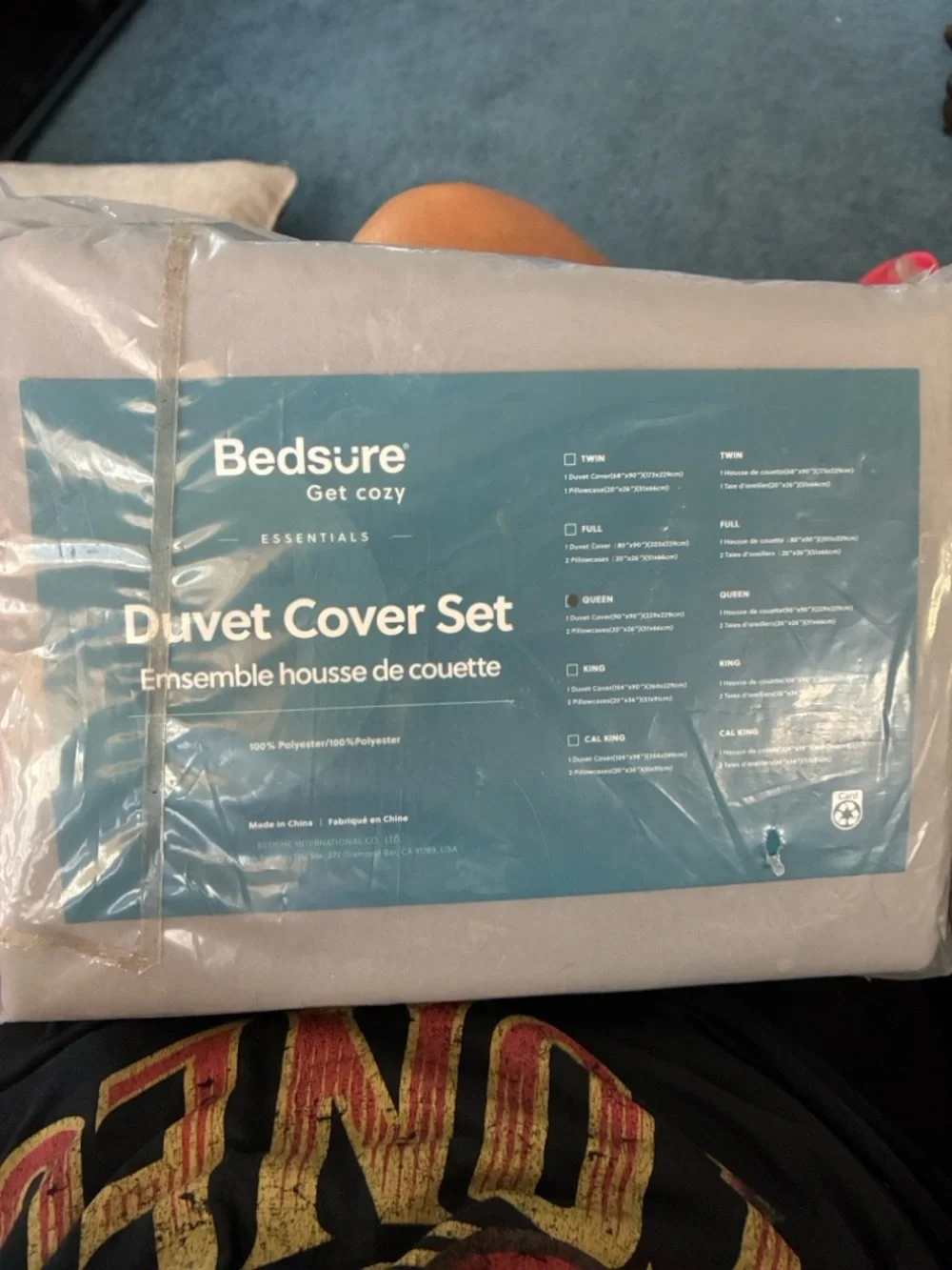 NEW gray wrinkled vintage duvet cover set full/queen